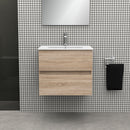Meuble de salle de bain Cancun 60 Chêne - 2 Tiroirs avec Lavabo et Miroir - Futurbath