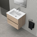 Meuble de salle de bain Cancun 60 Chêne - 2 Tiroirs avec Lavabo et Miroir - Futurbath