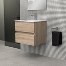 Meuble de salle de bain Cancun 60 Chêne - 2 Tiroirs avec Lavabo et Miroir - Futurbath