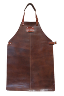 Tablier de barbecue en cuir marron premium mouillé. 2 pièces
