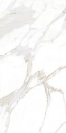 Carreau de sol rectangulaire Calacatta Jade White 60x120 cm – Porcelaine rectifiée brillante – Aspect marbre veiné de gris