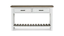 Table d'appoint 2 tiroirs blanc 130x40x75cm