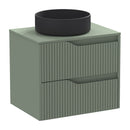 Meuble de salle de bain Soho 60 Green 2 tiroirs-vasque sur plan noir mat