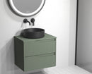 Meuble de salle de bain Soho 60 Green 2 tiroirs-vasque sur plan noir mat