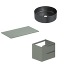 Meuble de salle de bain Soho 60 Green 2 tiroirs-vasque sur plan noir mat
