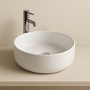Lavabo rond AquaVik Ørb en céramique à poser, blanc brillant, 36 x 36 x 12 cm