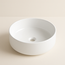 Lavabo rond AquaVik Ørb en céramique à poser, blanc brillant, 36 x 36 x 12 cm