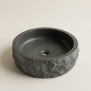 Lavabo AquaVik Pierre Bleue Adoucie Ronde Martelée 40x12 cm