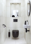 Lave-mains Kaya Céramique Blanc Robinet Droite Noir mat Robinet