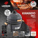 Landmann Kamado 16 pouces Gris - Barbecue Charbon Céramique - Pierre à Pizza MLS - Ø35,5 cm