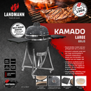 Landmann Kamado 22 pouces Large Gris - Barbecue à Charbon en Céramique avec Chariot - Pierres à Pizza MLS - Ø48 cm
