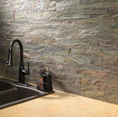 Bande adhésive en pierre naturelle Slimline Metal Frost Interlock 15x60 cm Décoration murale