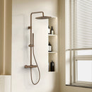Stria regendoucheset, thermostatisch, Cool Touch, hoofddouche 30 cm, opbouw, knoppen met verfijnde ribbelstructuur, Belgaqua – Bruin brons (PVD) – sfeerbeeld
