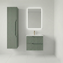 Meuble de salle de bains Soho vert mat 60 cm – Vasque en céramique – 2 tiroirs