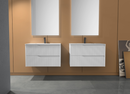 Meuble de salle de bains Soho Blanc mat 60 cm – Vasque en céramique – 2 tiroirs