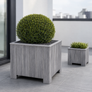 Jardinière Storm Lignum - 40 cm de Hauteur - 40 cm de Largeur - Grise - Jardinières d'Extérieur Carrées - Bois d'Acacia FSC - pour Jardin, Terrasse et Balcon