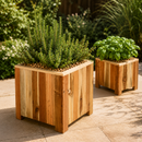 Jardinière Storm Lignum - 40 cm Hauteur - 40 cm Largeur - Huilé Naturel - Bacs à Fleurs d'Extérieur Carrés - Bois d'Acacia FSC - pour Jardin, Terrasse et Balcon
