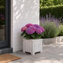 Jardinière Storm Lignum - 30 cm de haut - 30 cm de large - Blanc - Jardinières d'extérieur Carrées - Bois d'acacia certifié FSC - pour Jardin, Terrasse et Balcon