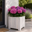 Jardinière Storm Lignum - 40 cm de haut - 40 cm de large - Blanc - Jardinières d'extérieur Carrées - Bois d'acacia certifié FSC - pour Jardin, Terrasse et Balcon