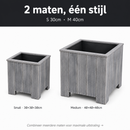 Jardinière Storm Lignum - 40 cm de Hauteur - 40 cm de Largeur - Grise - Jardinières d'Extérieur Carrées - Bois d'Acacia FSC - pour Jardin, Terrasse et Balcon