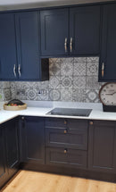 Nikea Sephia Grey Floor Tile 20x20 cm Square - Matt Porcelain - Victorian &amp; Moroccan Pattern Tile R10