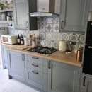 Nikea Sephia Grey Floor Tile 20x20 cm Square - Matt Porcelain - Victorian &amp; Moroccan Pattern Tile R10