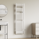 Sèche-serviettes électrique BELRAD 2000 W, 1840 x 540 mm, blanc brillant, thermostat programmable, indice de protection IP44, radiateur de salle de bain à droite. 