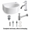 Paris Ceramic White Fountain Set Tap Right Chrome Tap 30x22x11cm