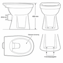 Verhoogde toiletpot staand PK glans wit - maatschets