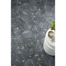 Carrelage de sol Stream Black Hexa 20x20 cm